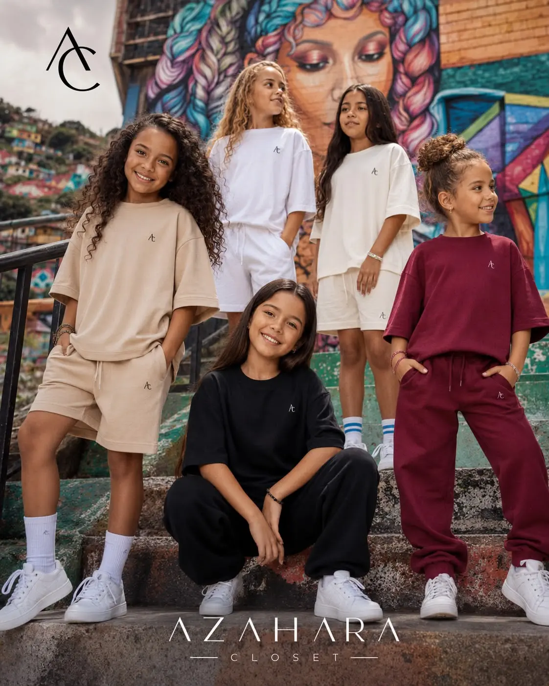 Colección infantil Azahara Closet en tonos neutros y borgoña